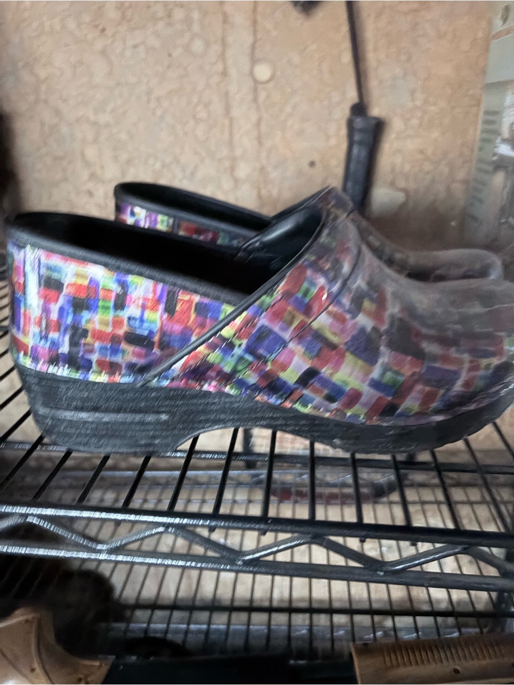 Dansko Multicolor Mosaic Clogs with Black Sole
